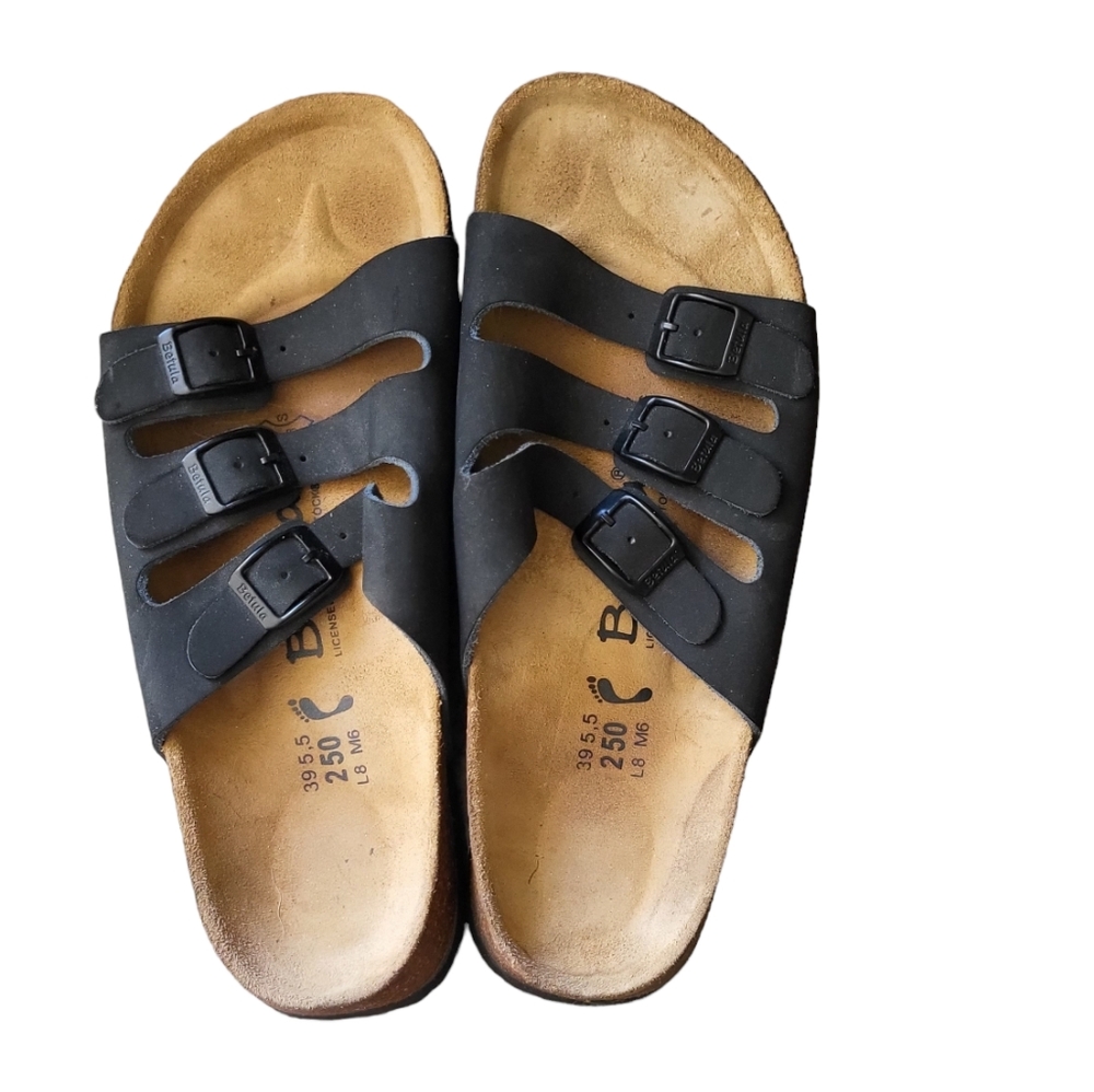 Betula By Birkenstock Black Three Strap Sandal Size 8